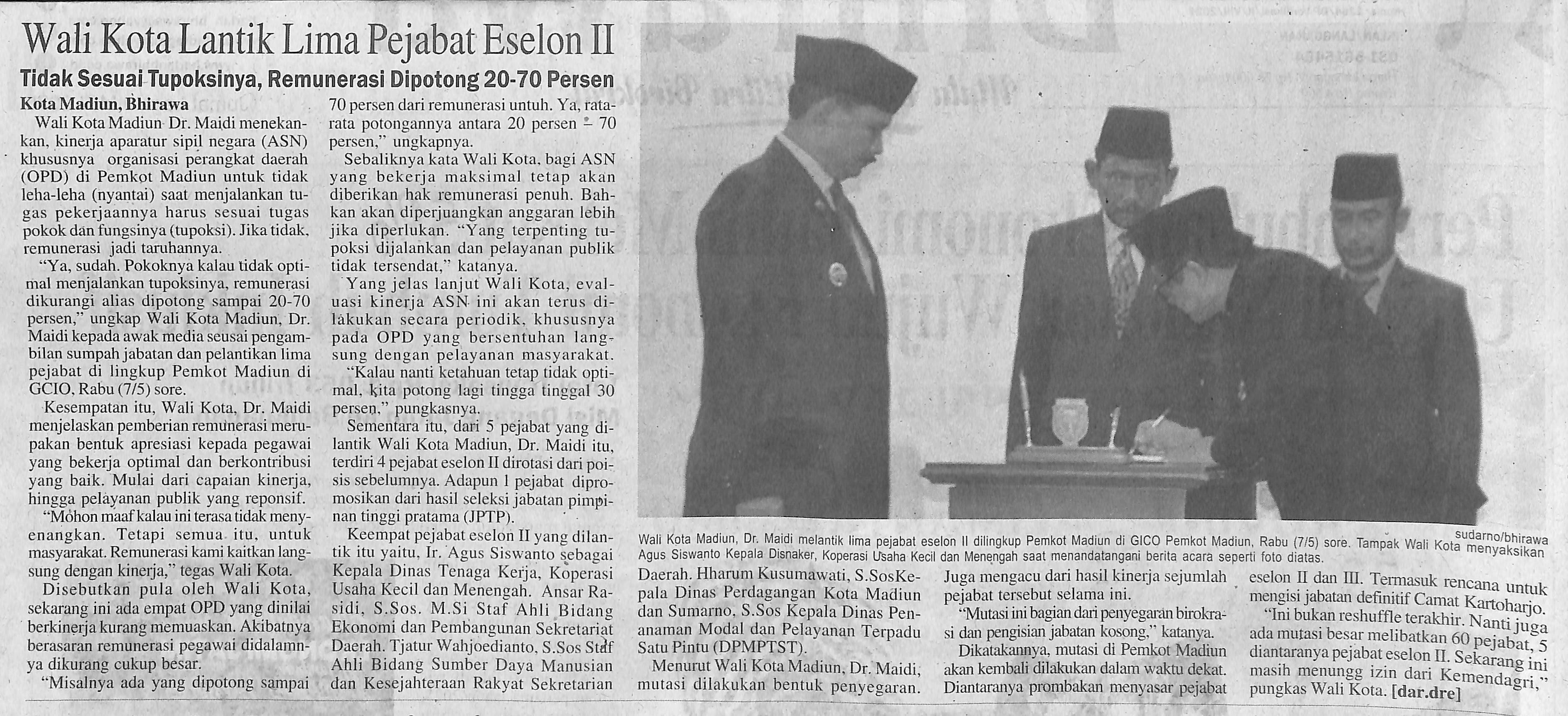 Wali Kota Lantik Lima Pejabat Eselon II