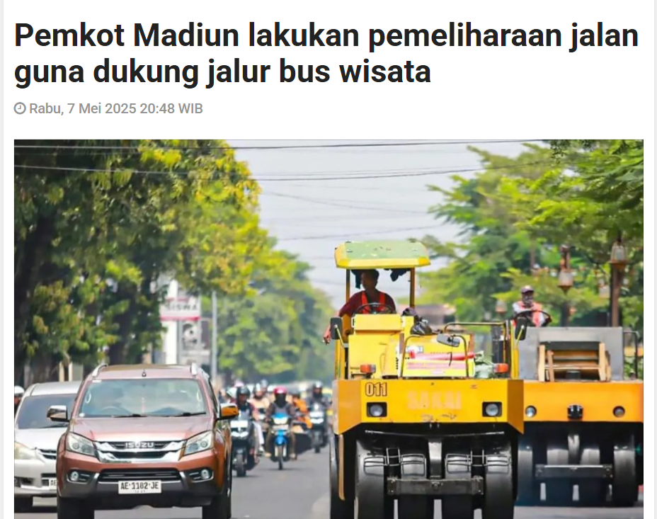 Pemkot Madiun lakukan pemeliharaan jalan guna dukung jalur bus wisata