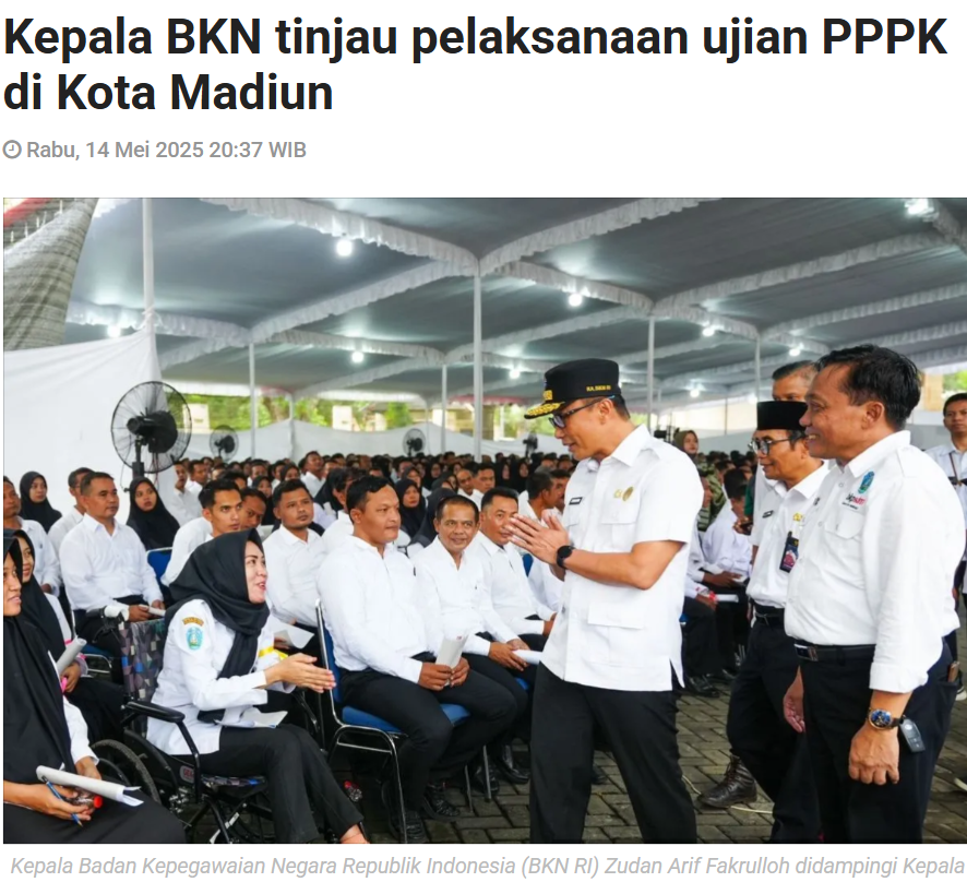 Kepala BKN tinjau pelaksanaan ujian PPPK di Kota Madiun