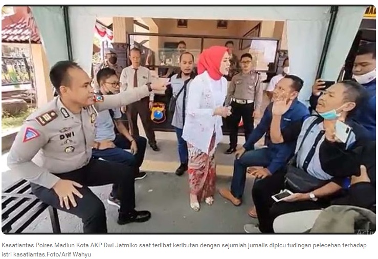Marah Istrinya Diduga Dilecehkan, Kasatlantas Polres Madiun Kota Ribut dengan Puluhan Jurnalis