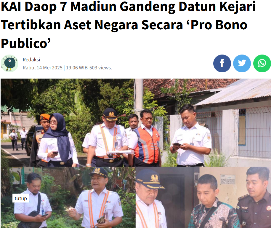 KAI Daop 7 Madiun Gandeng Datun Kejari Tertibkan Aset Negara Secara ‘Pro Bono Publico’