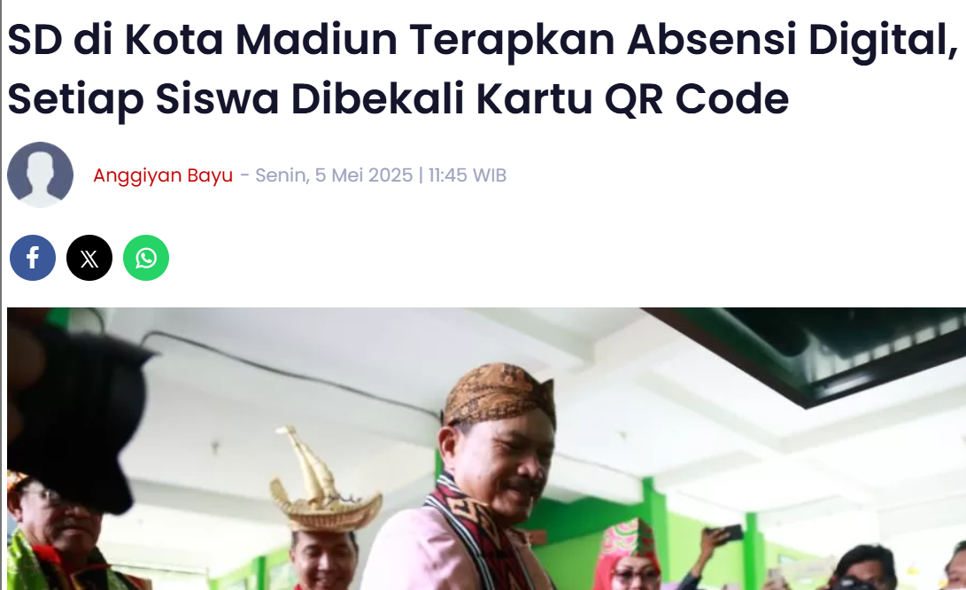 SD di Kota Madiun Terapkan Absensi Digital, Setiap Siswa Dibekali Kartu QR Code