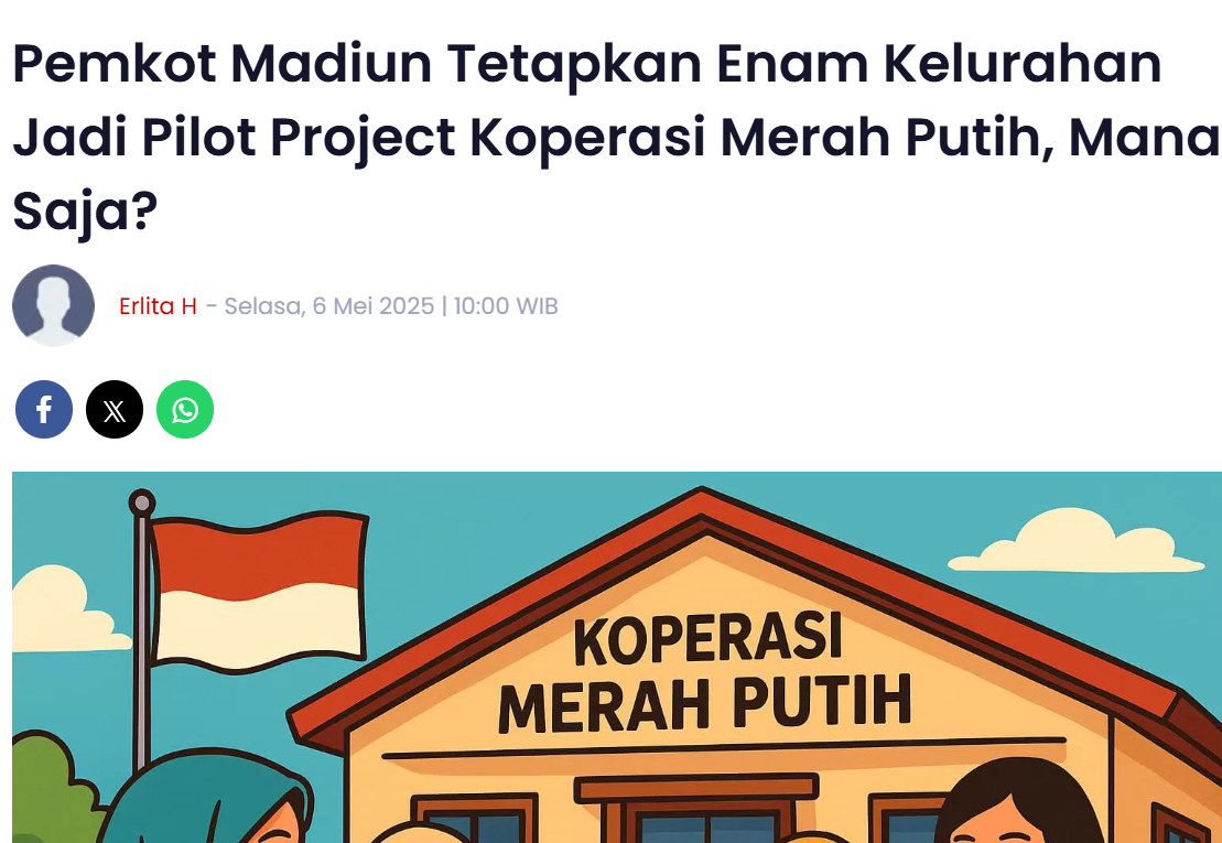 Pemkot Madiun Tetapkan Enam Kelurahan Jadi Pilot Project Koperasi Merah Putih, Mana Saja?