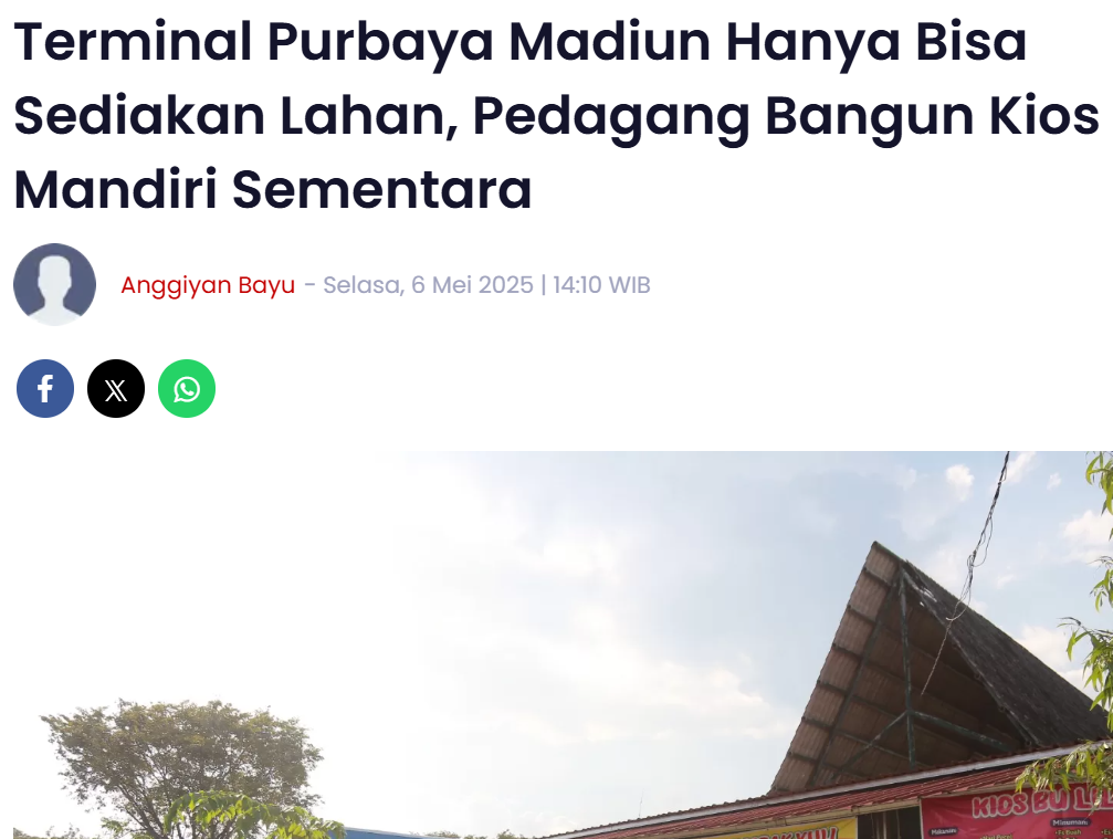 Terminal Purbaya Madiun Hanya Bisa Sediakan Lahan, Pedagang Bangun Kios Mandiri Sementara
