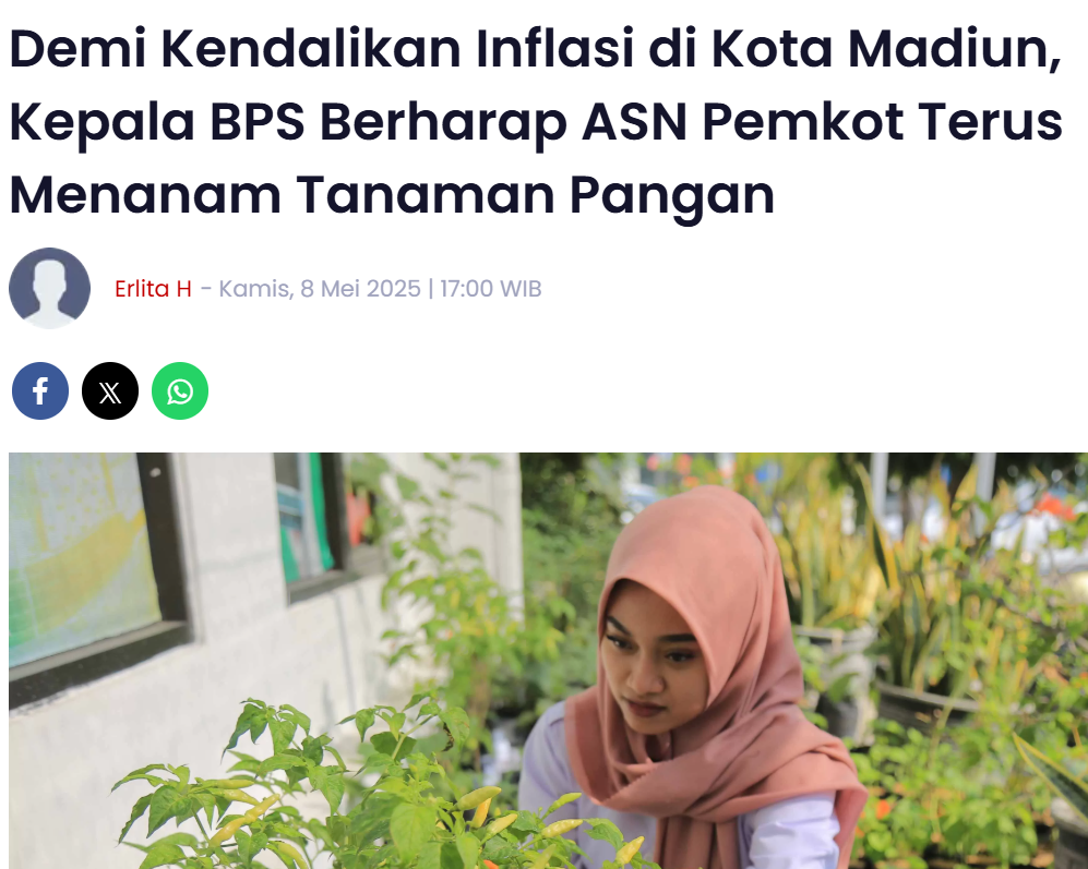 Demi Kendalikan Inflasi di Kota Madiun, Kepala BPS Berharap ASN Pemkot Terus Menanam Tanaman Pangan