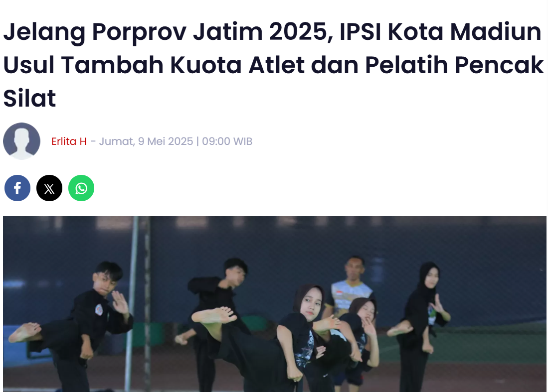 Jelang Porprov Jatim 2025, IPSI Kota Madiun Usul Tambah Kuota Atlet dan Pelatih Pencak Silat