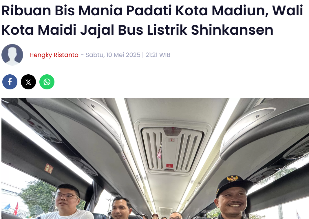 Ribuan Bis Mania Padati Kota Madiun, Wali Kota Maidi Jajal Bus Listrik Shinkansen