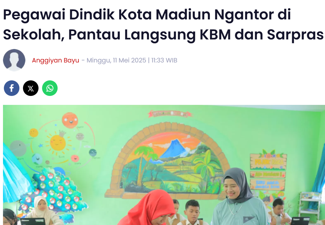 Pegawai Dindik Kota Madiun Ngantor di Sekolah, Pantau Langsung KBM dan Sarpras