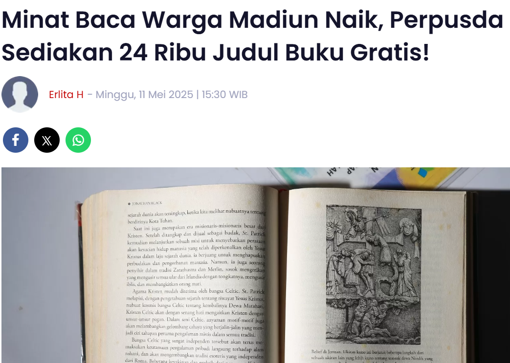 Minat Baca Warga Madiun Naik, Perpusda Sediakan 24 Ribu Judul Buku Gratis