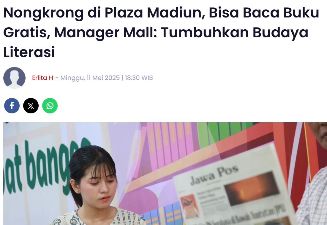 Nongkrong di Plaza Madiun, Bisa Baca Buku Gratis, Manager Mall: Tumbuhkan Budaya Literasi