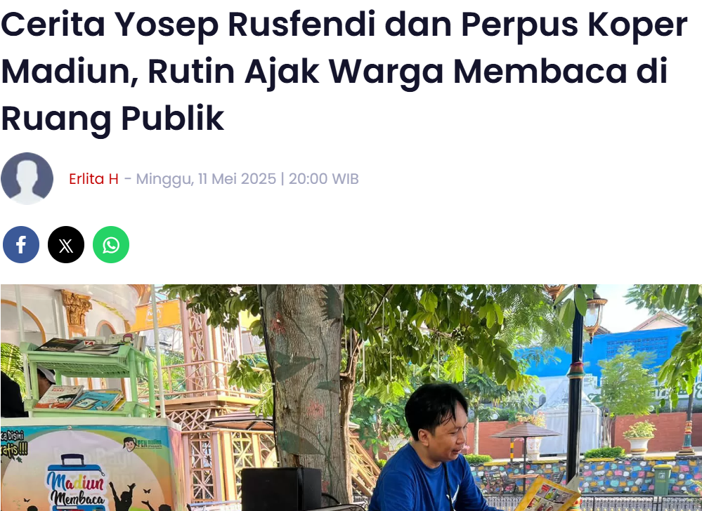 Cerita Yosep Rusfendi dan Perpus Koper Madiun, Rutin Ajak Warga Membaca di Ruang Publik