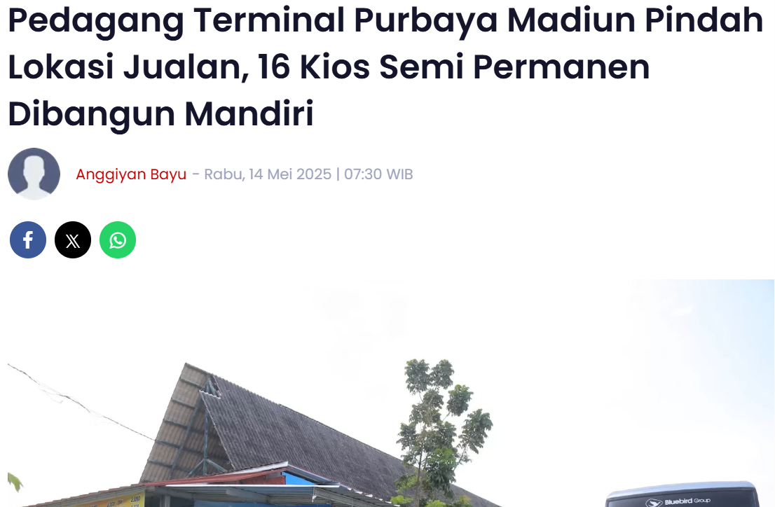 Pedagang Terminal Purbaya Madiun Pindah Lokasi Jualan, 16 Kios Semi Permanen Dibangun Mandiri