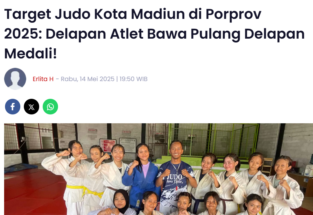 Target Judo Kota Madiun di Porprov 2025: Delapan Atlet Bawa Pulang Delapan Medali