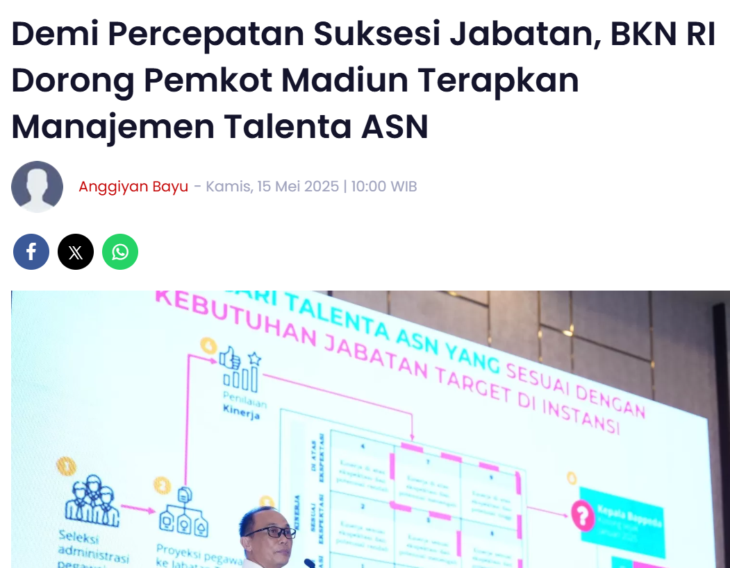 Demi Percepatan Suksesi Jabatan, BKN RI Dorong Pemkot Madiun Terapkan Manajemen Talenta ASN