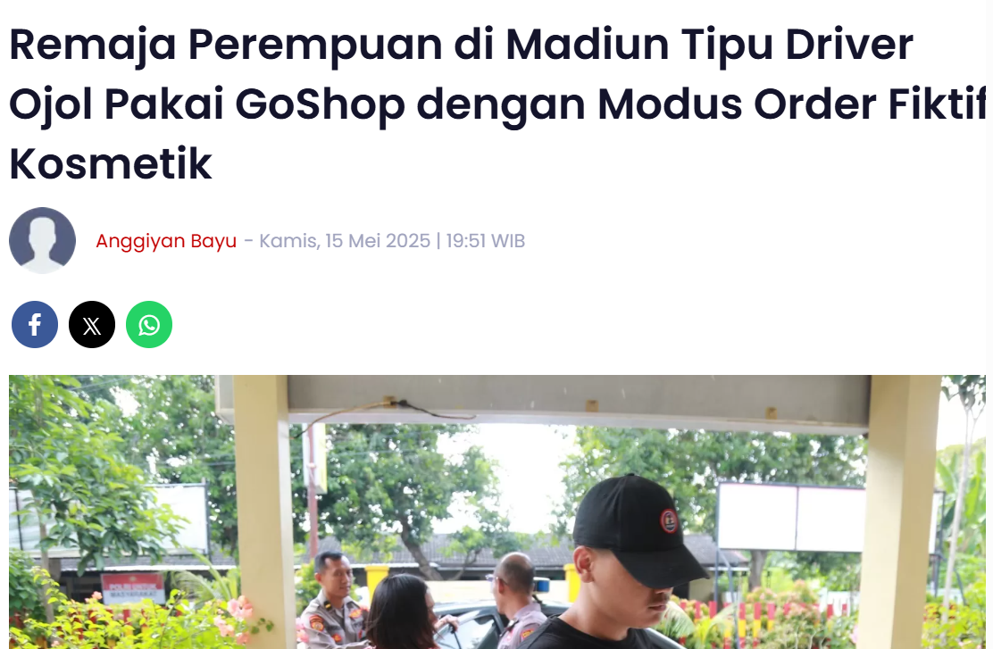 Remaja Perempuan di Madiun Tipu Driver Ojol Pakai GoShop dengan Modus Order Fiktif Kosmetik