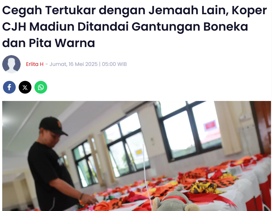Cegah Tertukar dengan Jemaah Lain, Koper CJH Madiun Ditandai Gantungan Boneka dan Pita Warna