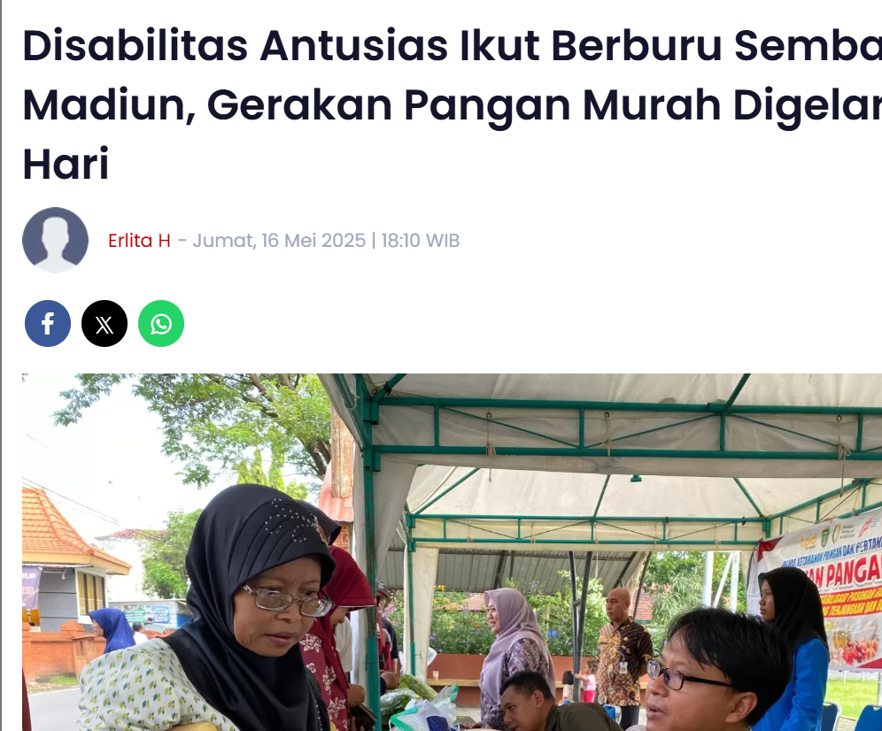 Disabilitas Antusias Ikut Berburu Sembako di Madiun, Gerakan Pangan Murah Digelar Dua Hari