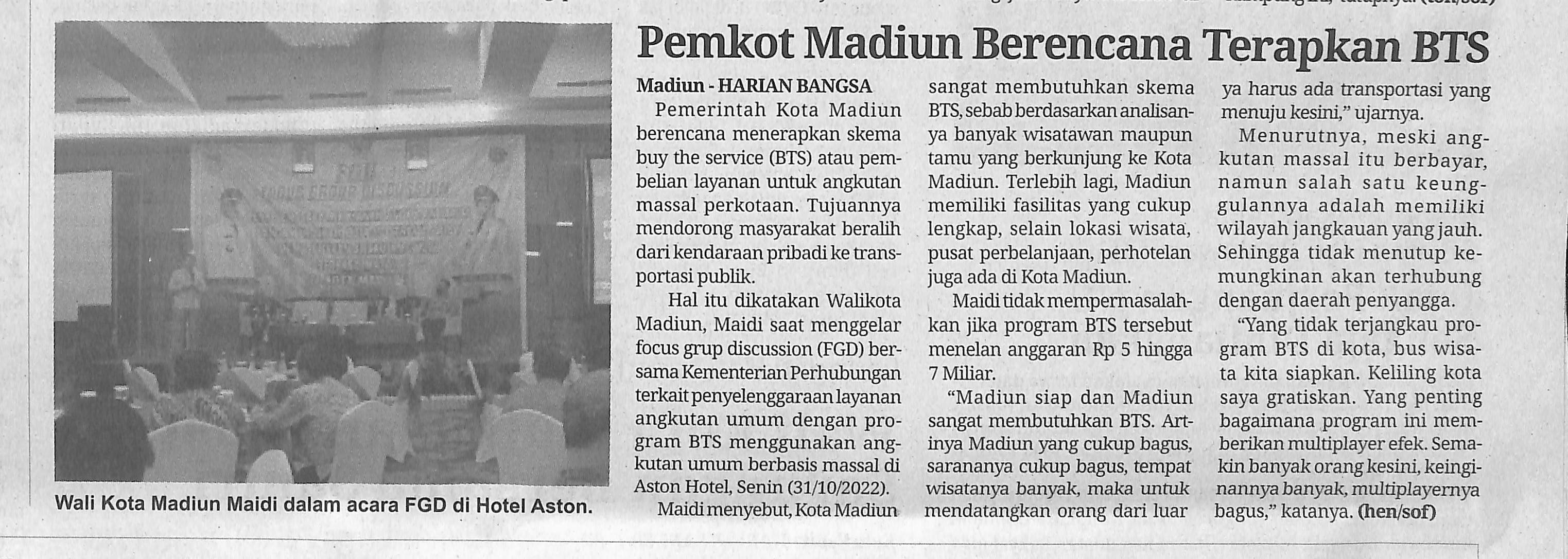 Pemkot Madiun Berencana Terapkan BTS