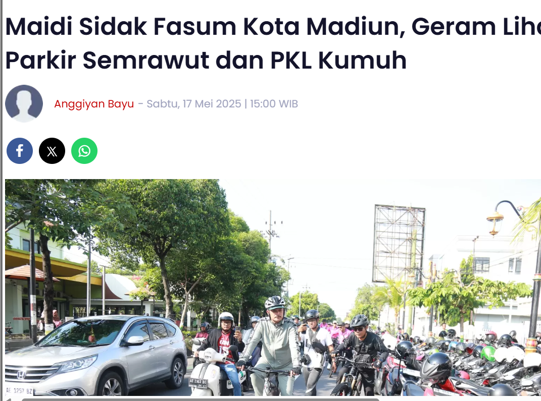 Maidi Sidak Fasum Kota Madiun, Geram Lihat Parkir Semrawut dan PKL Kumuh