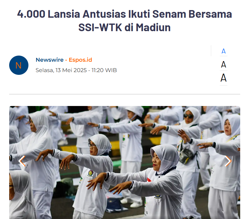 4.000 Lansia Antusias Ikuti Senam Bersama SSI-WTK di Madiun