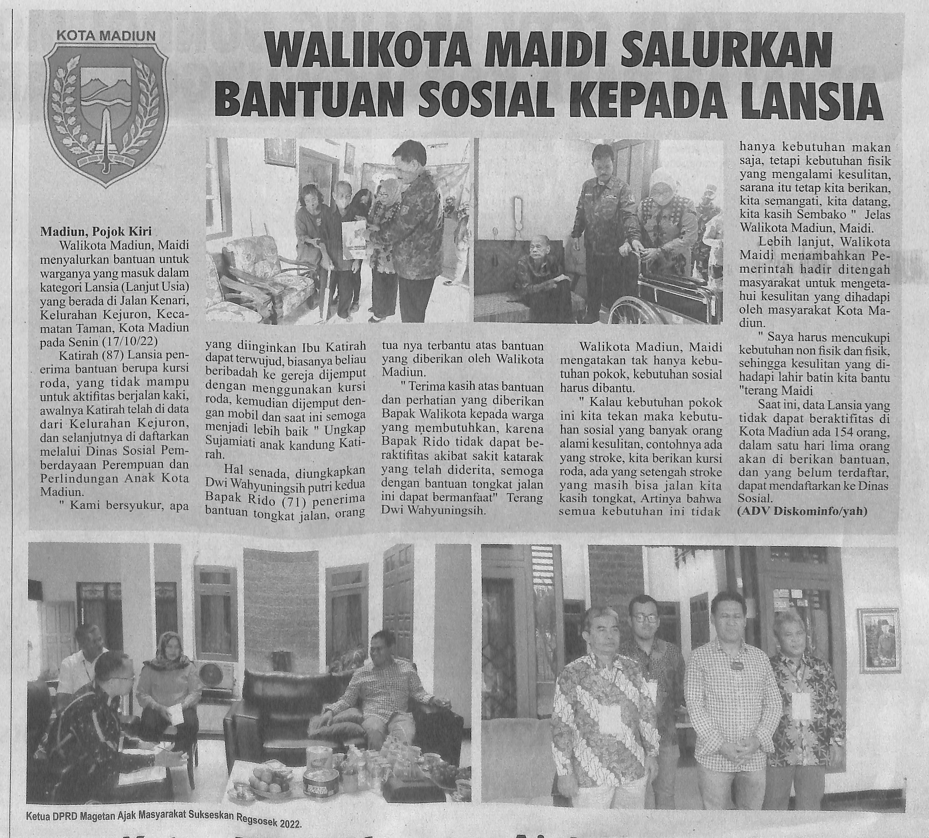 Walikota Maidi Salurkan Bantuan Sosial Kepada Lansia