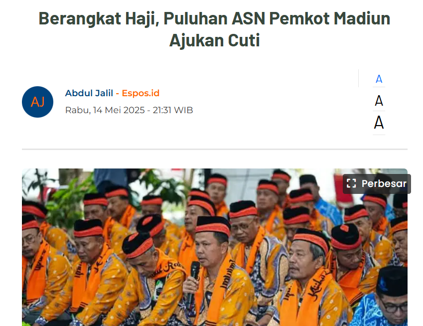 Berangkat Haji, Puluhan ASN Pemkot Madiun Ajukan Cuti