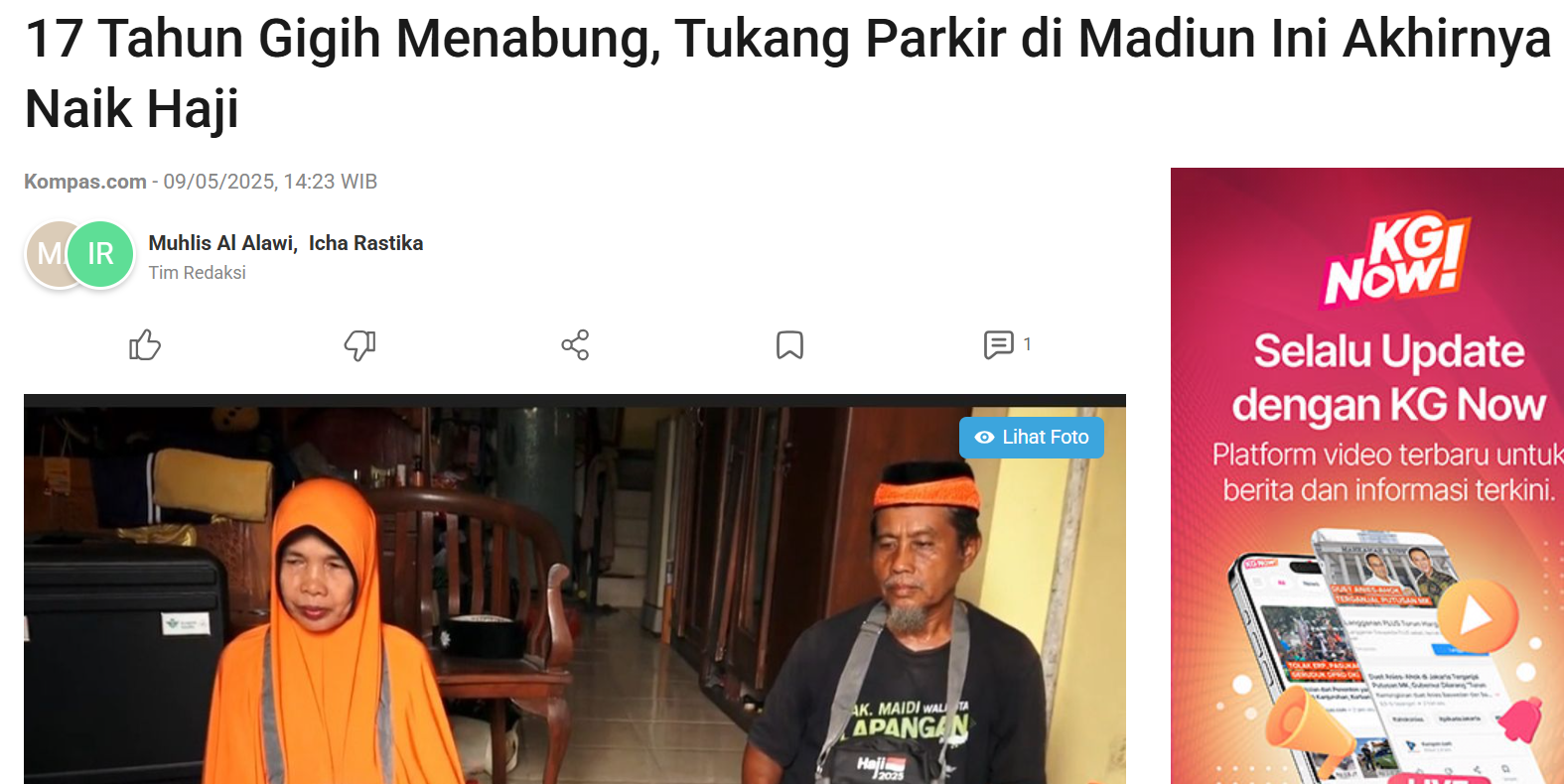 17 Tahun Gigih Menabung, Tukang Parkir di Madiun Ini Akhirnya Naik Haji