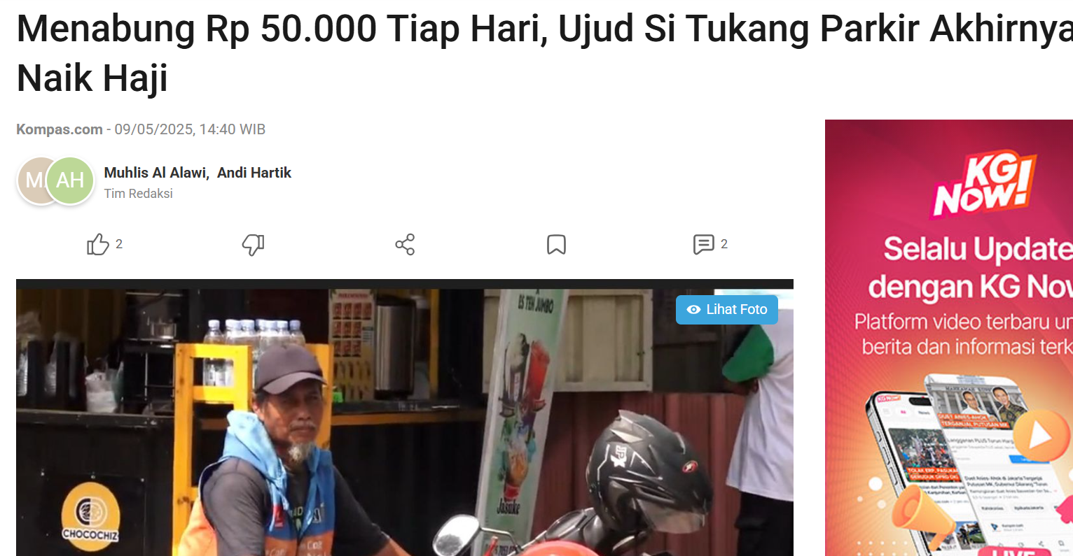 Menabung Rp 50.000 Tiap Hari, Ujud Si Tukang Parkir Akhirnya Naik