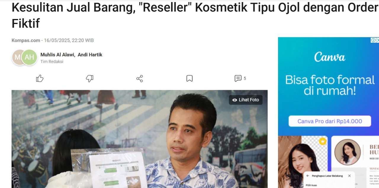 Kesulitan Jual Barang, "Reseller" Kosmetik Tipu Ojol dengan Order Fiktif