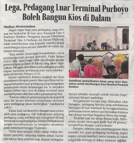 Lega, Pedagang Luar Terminal Purboyo Boleh Bangun Kios di Dalam