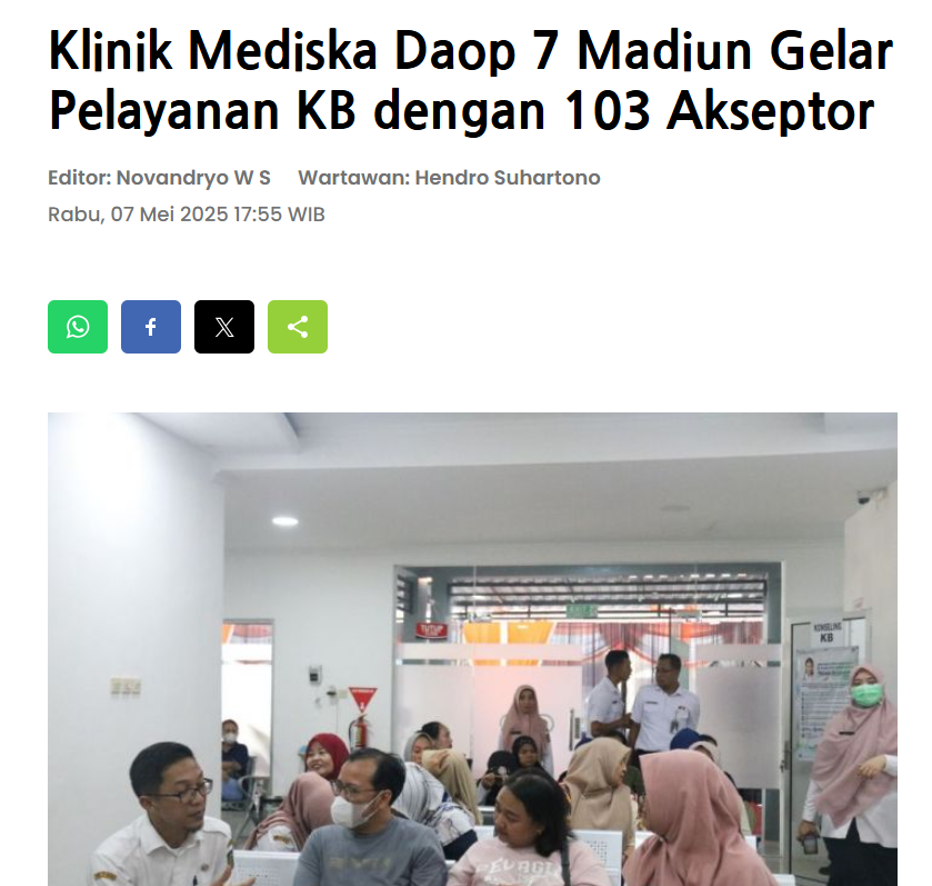Klinik Mediska Daop 7 Madiun Gelar Pelayanan KB dengan 103 Akseptor