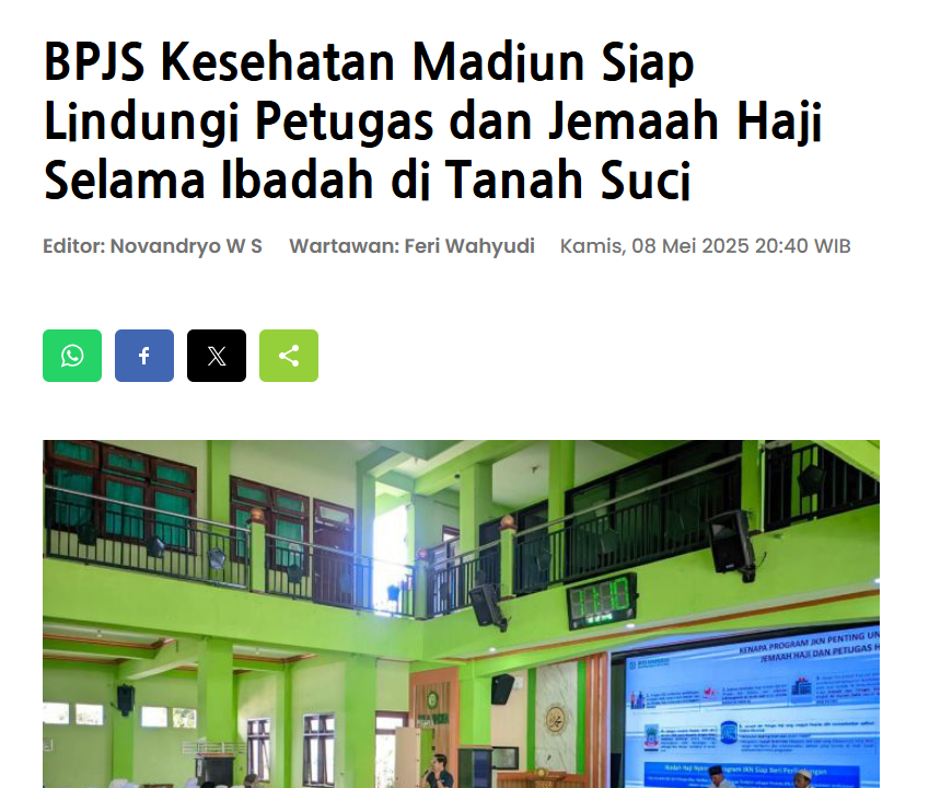 BPJS Kesehatan Madiun Siap Lindungi Petugas dan Jemaah Haji Selama Ibadah di Tanah Suci