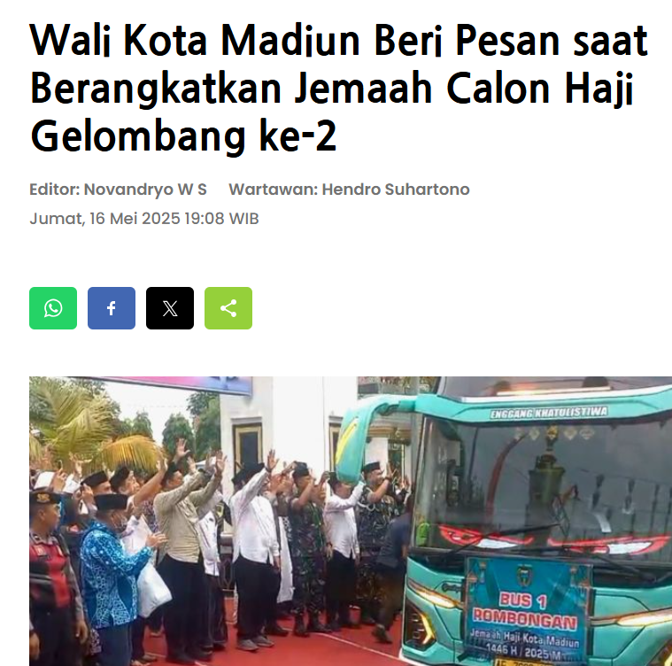 Wali Kota Madiun Beri Pesan saat Berangkatkan Jemaah Calon Haji Gelombang ke-2