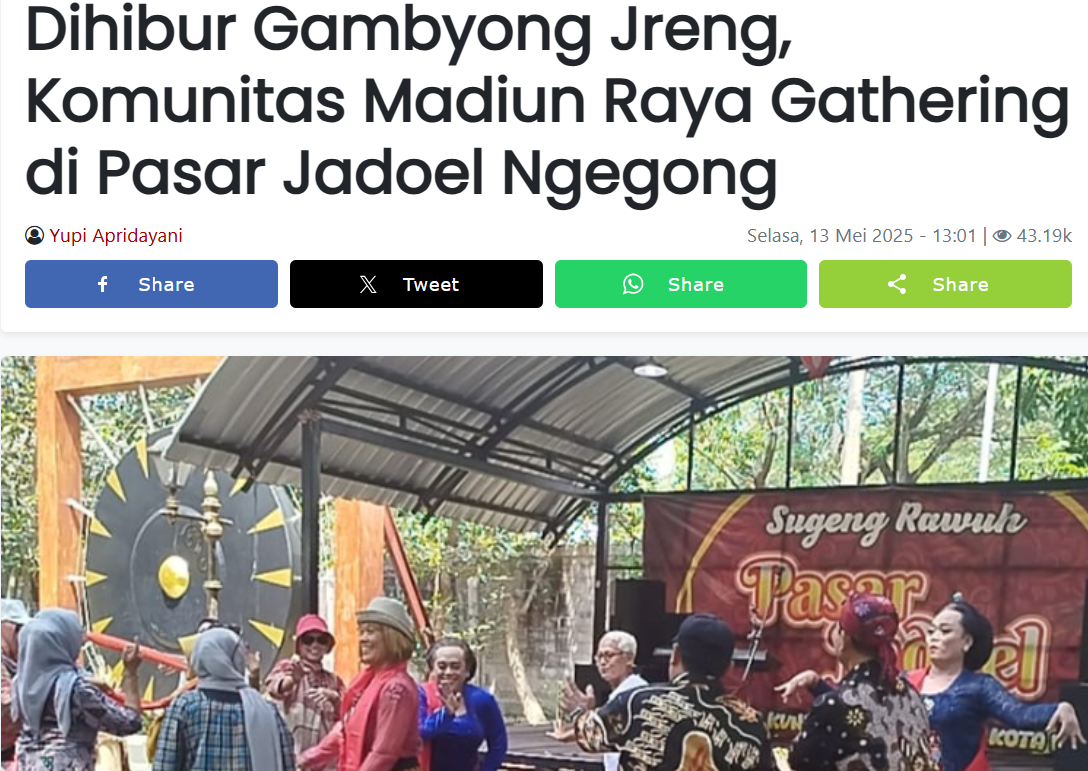 Dihibur Gambyong Jreng, Komunitas Madiun Raya Gathering di Pasar Jadoel Ngegong