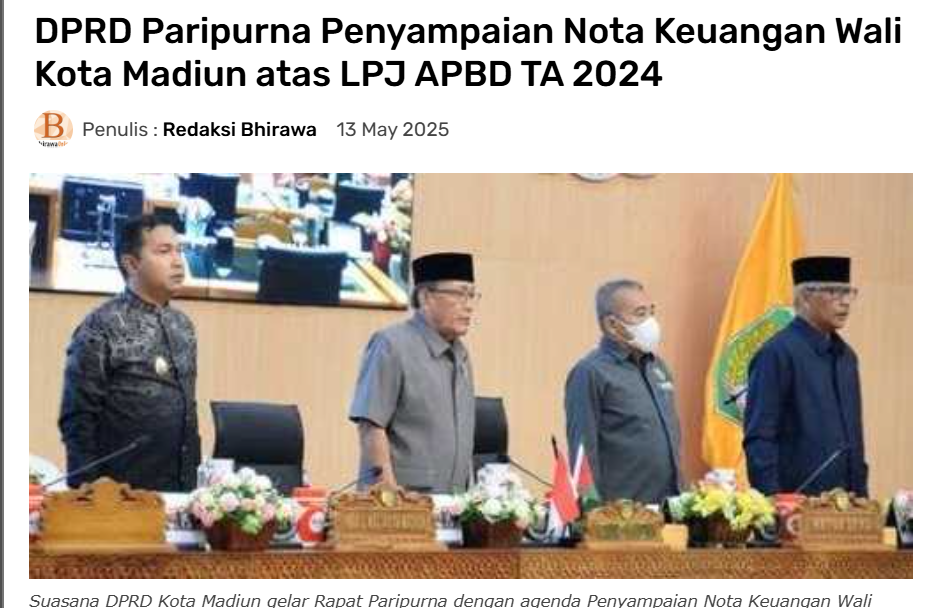DPRD Paripurna Penyampaian Nota Keuangan Wali Kota Madiun atas LPJ APBD TA 2024