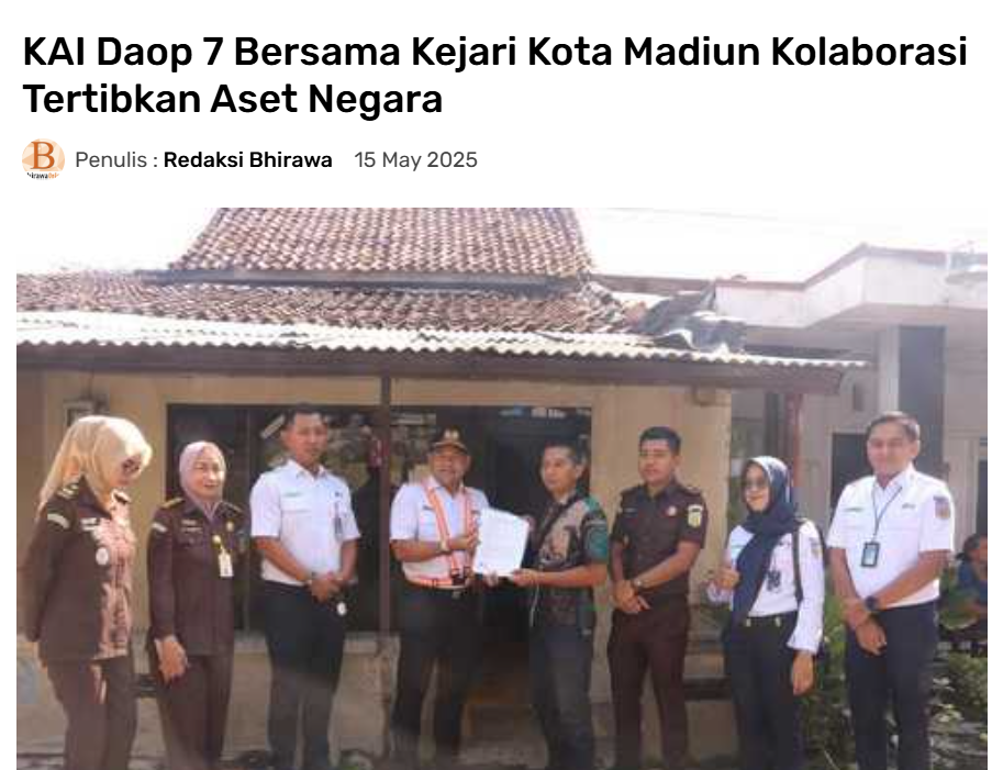 KAI Daop 7 Bersama Kejari Kota Madiun Kolaborasi Tertibkan Aset Negara