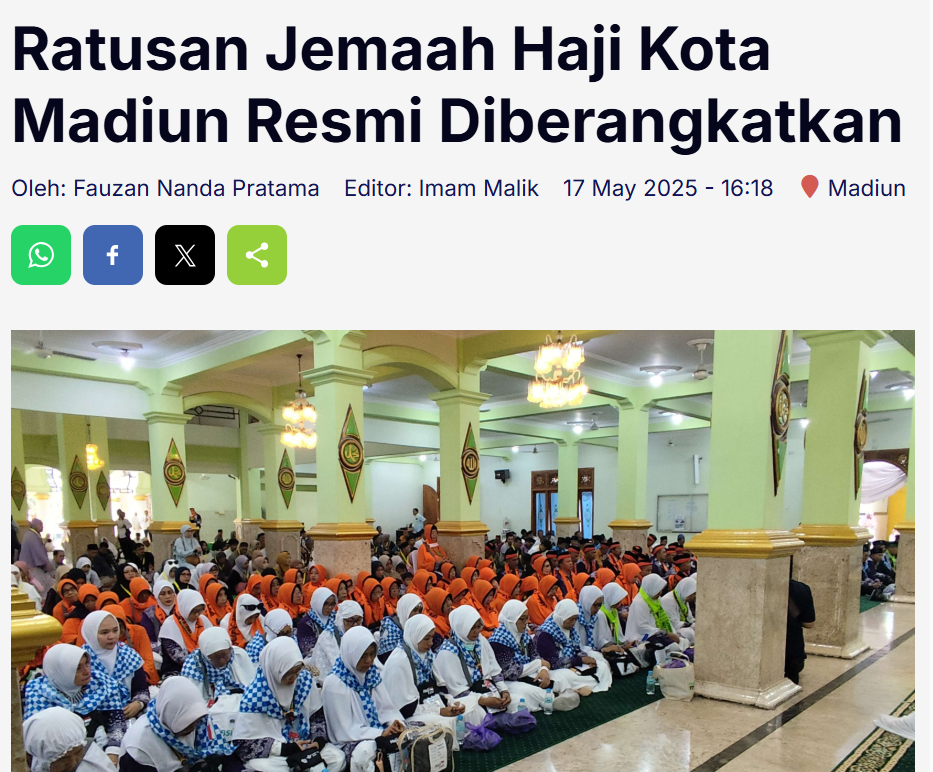 Ratusan Jemaah Haji Kota Madiun Resmi Diberangkatkan
