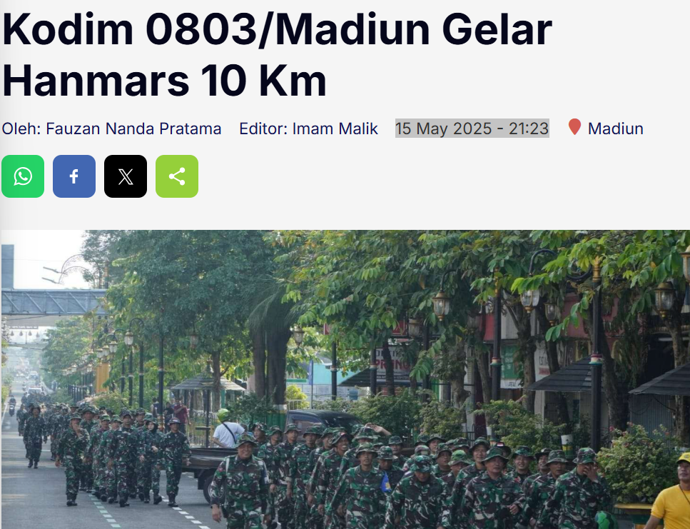 Kodim 0803/Madiun Gelar Hanmars 10 Km