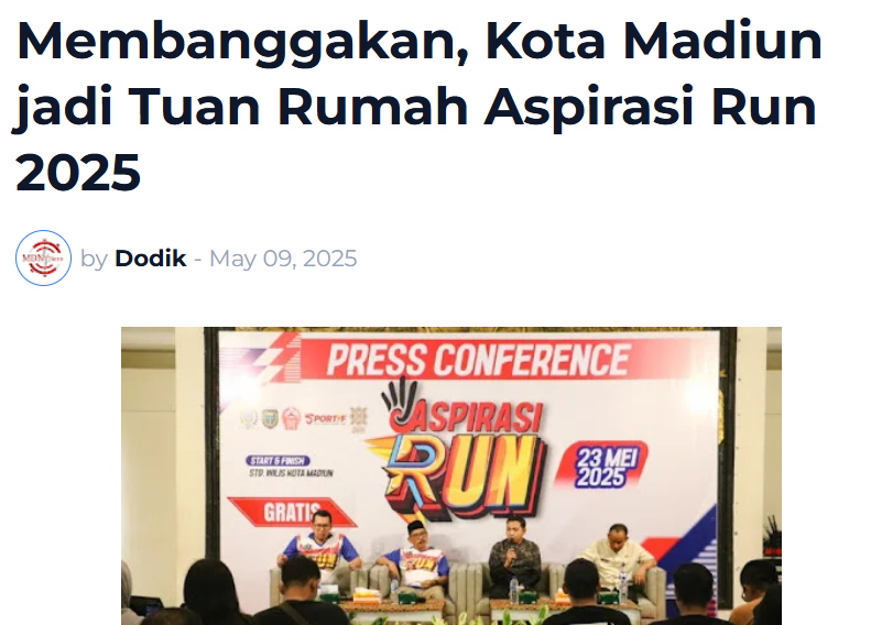 Membanggakan, Kota Madiun jadi Tuan Rumah Aspirasi Run 2025