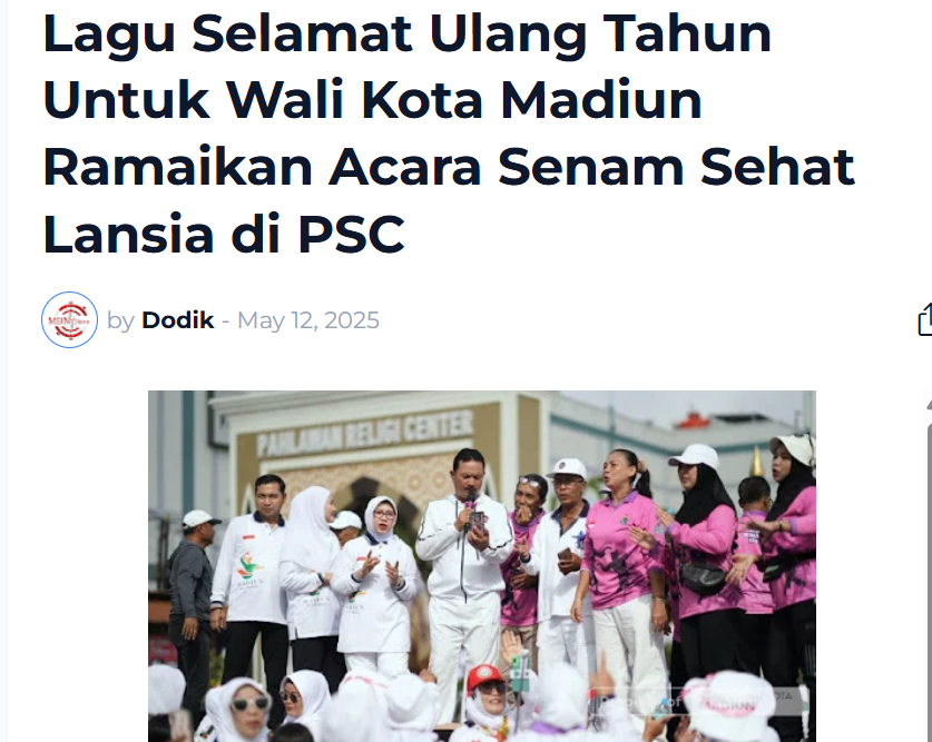 Lagu Selamat Ulang Tahun Untuk Wali Kota Madiun Ramaikan Acara Senam Sehat Lansia di PSC