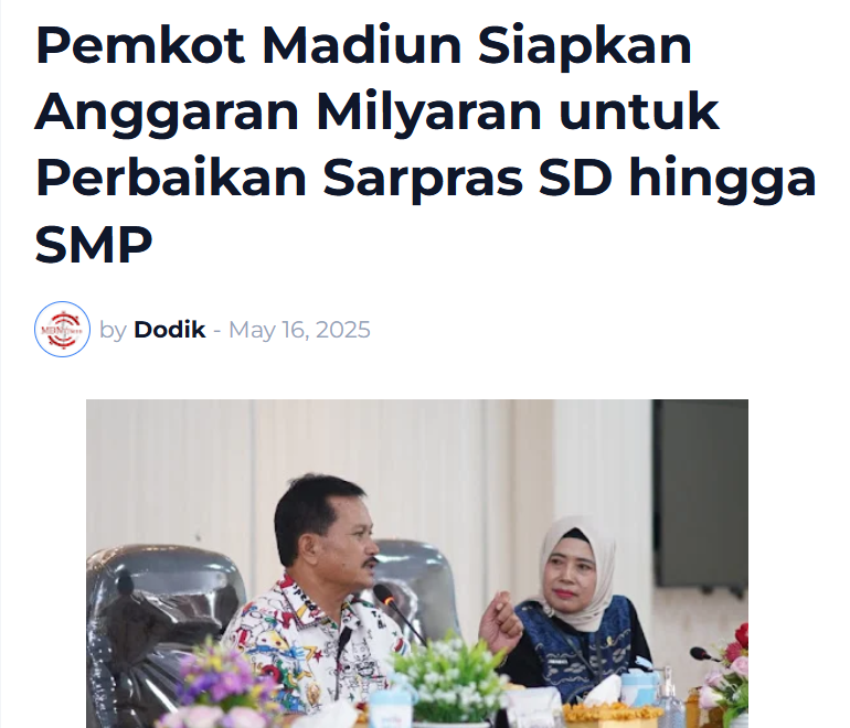 Pemkot Madiun Siapkan Anggaran Milyaran untuk Perbaikan Sarpras SD hingga SMP