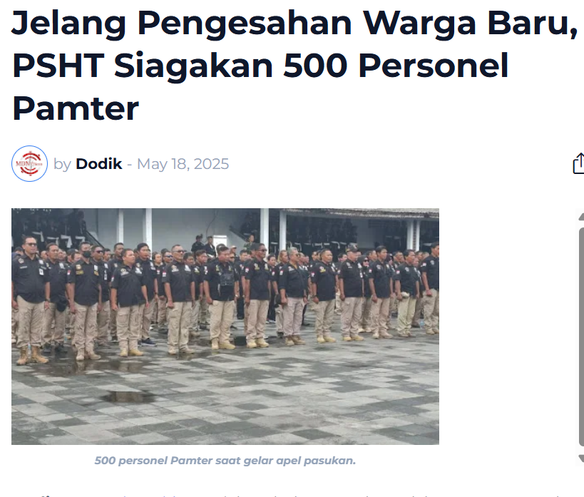 Jelang Pengesahan Warga Baru, PSHT Siagakan 500 Personel Pamter