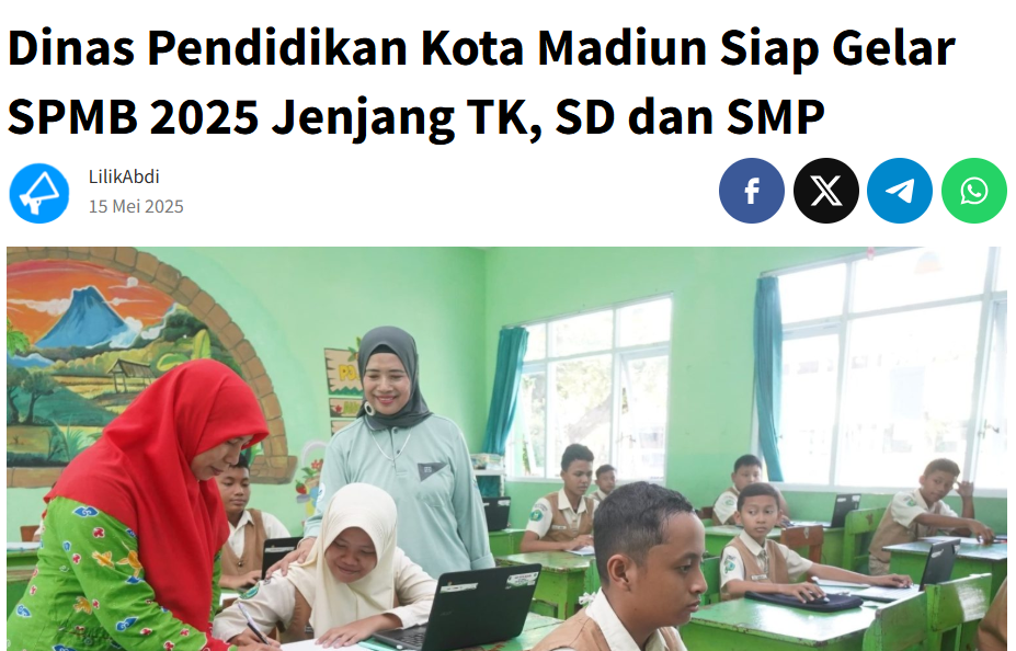 Dinas Pendidikan Kota Madiun Siap Gelar SPMB 2025 Jenjang TK, SD dan SMP