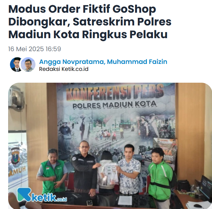 Modus Order Fiktif GoShop Dibongkar, Satreskrim Polres Madiun Kota Ringkus Pelaku