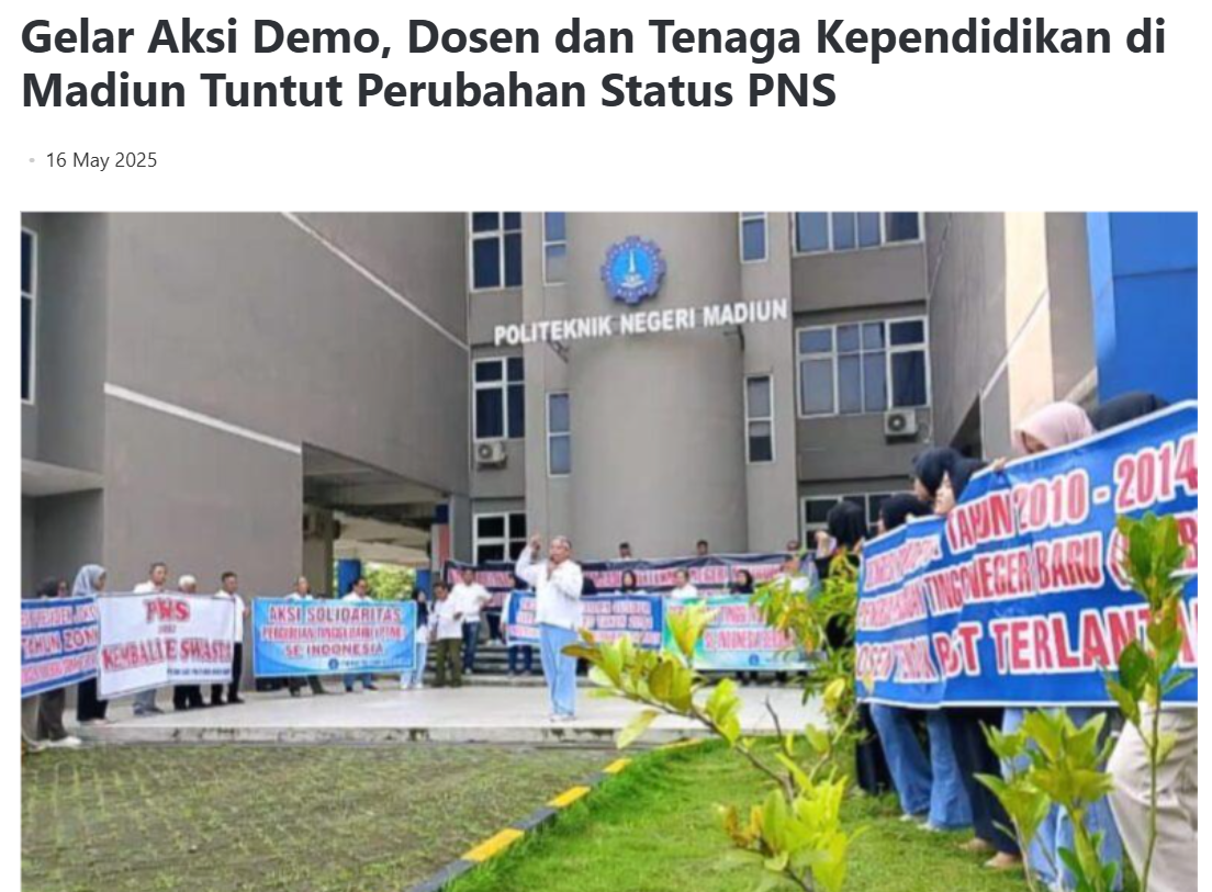 Gelar Aksi Demo, Dosen dan Tenaga Kependidikan di Madiun Tuntut Perubahan Status PNS