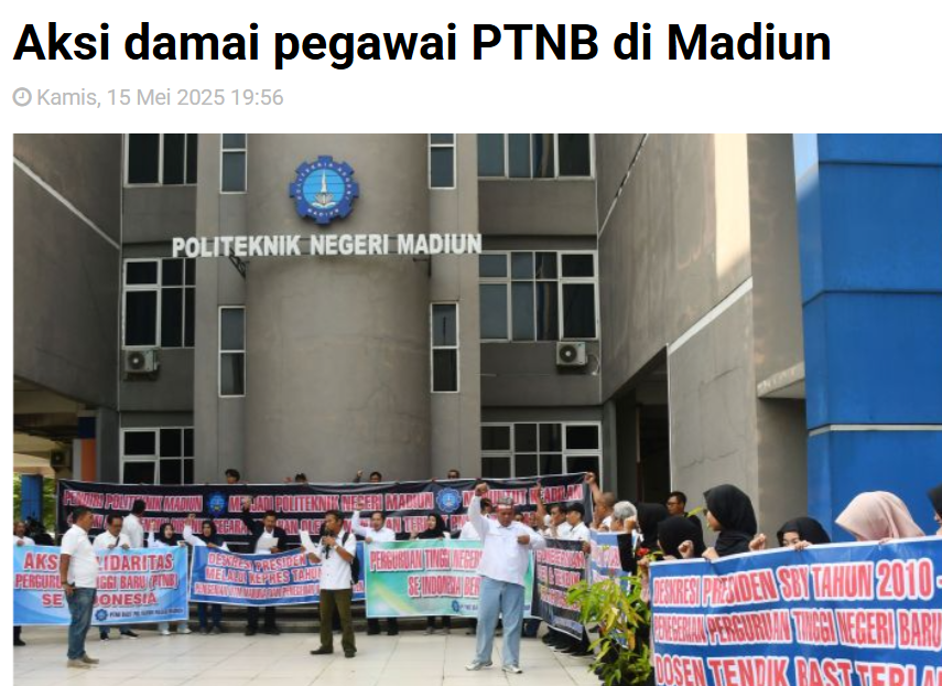 Aksi damai pegawai PTNB di Madiun