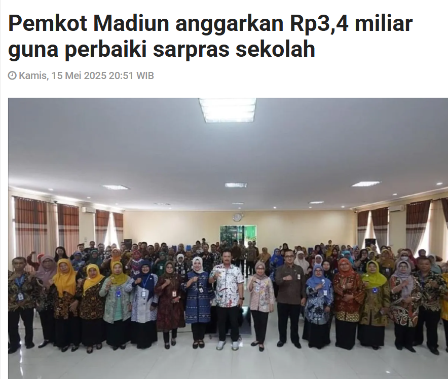 Pemkot Madiun anggarkan Rp3,4 miliar guna perbaiki sarpras sekolah