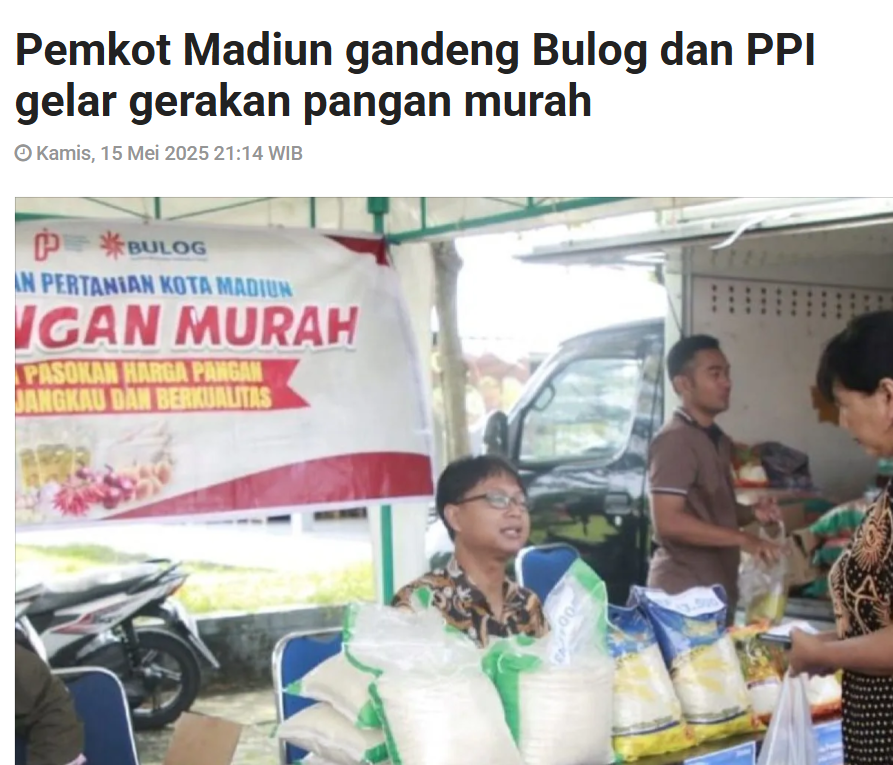 Pemkot Madiun gandeng Bulog dan PPI gelar gerakan pangan murah