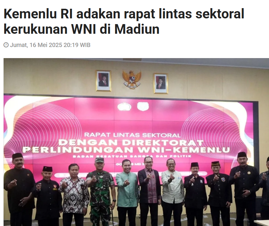 Kemenlu RI adakan rapat lintas sektoral kerukunan WNI di Madiun