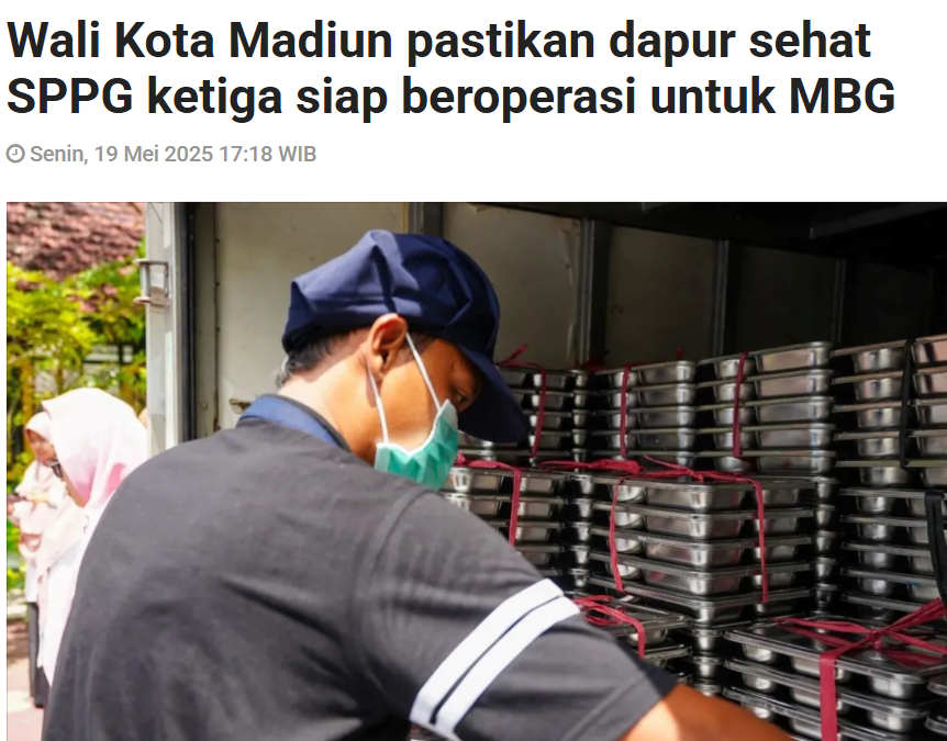 Wali Kota Madiun pastikan dapur sehat SPPG ketiga siap beroperasi untuk MBGP